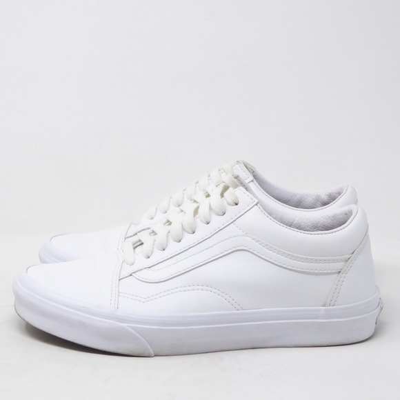 Vans Women Sneakers True White Leather Old Skool Low Top 6.5 Mens / 8 Womens - Picture 4 of 9